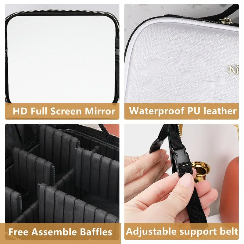 LED Lighted Cosmetic Case with Mirror